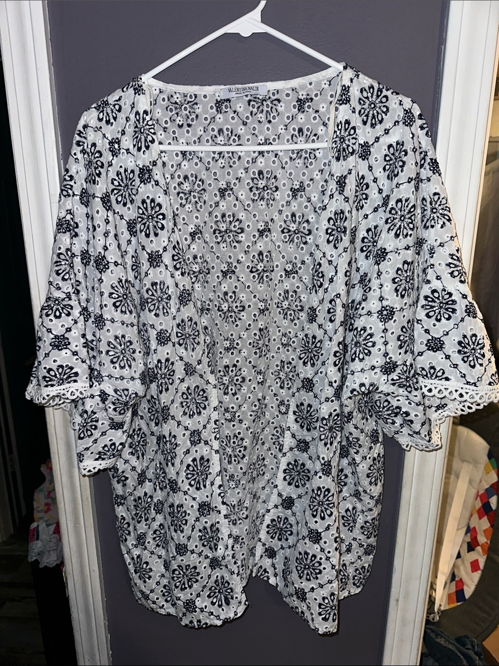 Valentina White and Black Floral Lace Kimono